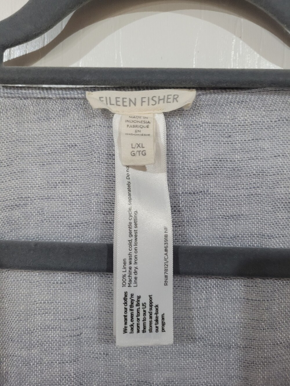 Eileen Fisher Light Gray Organic Linen Gauze V-Neck Linen Tunic Caftan Size XL - Picture 2 of 8